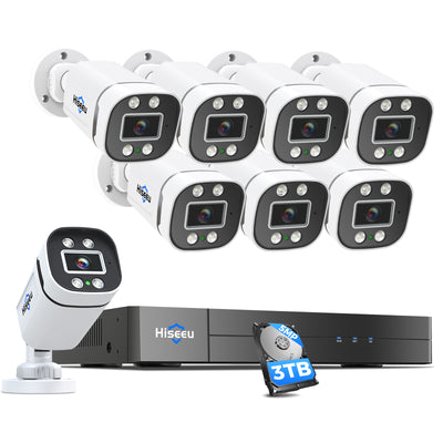 Hiseeu [Person/Vehicle Detection] 5MP Security Camera System 8ch Wired Home Security Camera with Indoor H. 265+ DVR for Free Remote Mobile/PC 7/24 Recording - Hiseeu