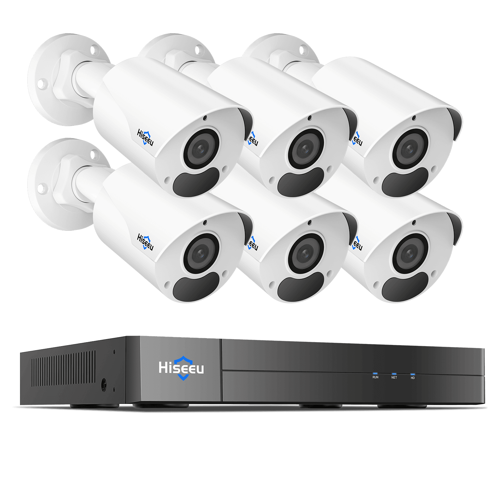 Hiseeu [4K HD+3TB HDD] Hiseeu 4K Security Camera System, PoE Security Camera System w/4pcs IP PoE Cameras, 121° Wide View, IP67 Waterproof, Remote Access, WDR, 100ft Night Vision, 7/24 Audio Record - Hiseeu