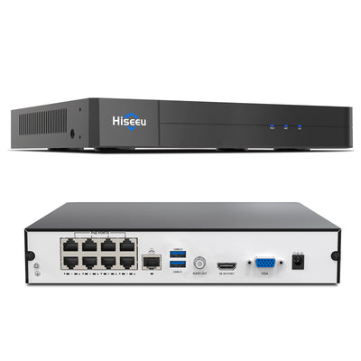 Hiseeu 4K PoE Network Video Recorder NVR, Support 4K/2K/8MP/5MP/3MP/1080P PoE Camera, Free Remote Access, Motion Alarm, 24/7 Recording, Smart Playback, No Hard Disk Drive
