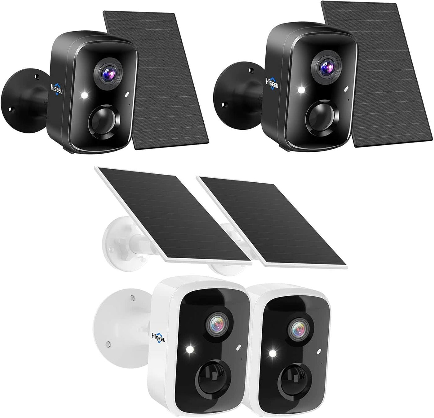 Hiseeu 4pcs C90 Solar Security Cameras Wireless Outdoor