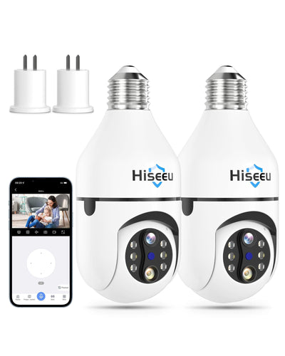 Hiseeu Light Bulb Security Camera Wireless WiFi 5G&2.4GHz,10X Zoom PTZ Light Socket Security Camera for Home, 2-Way-Audio, Auto Tracking & Alarm, 3MP Color Night Vision, SD & Cloud Storage (Dual Lens) - Hiseeu