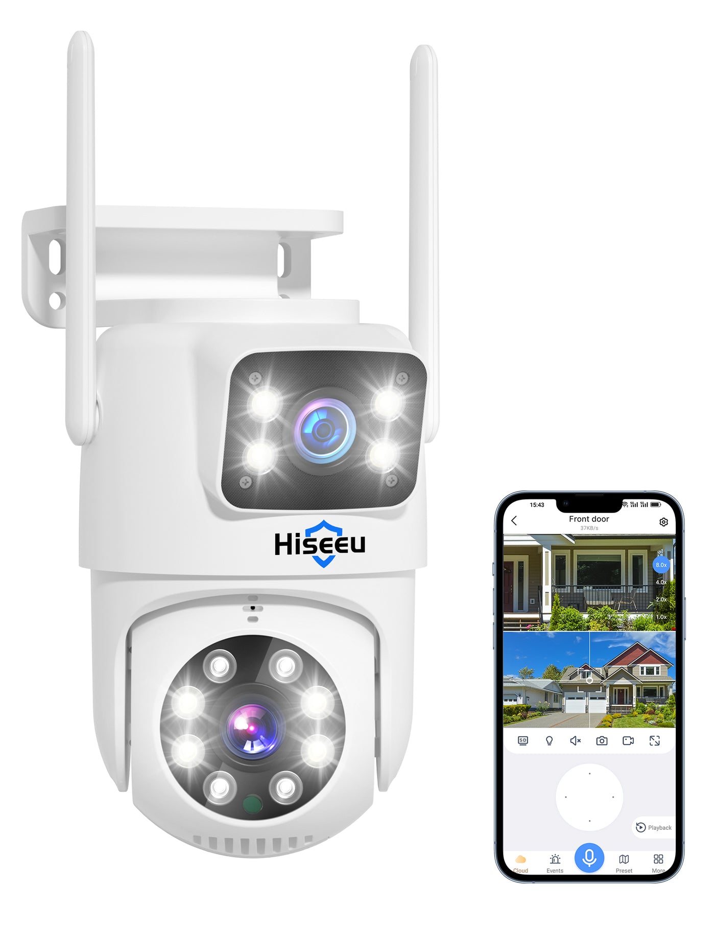 Hiseeu Wireless Security Camera 4MP Dual Lens 5G/2.4G WiFi-Pro Power Cord,IP65 Waterproof Motion Tracking,Color Night Version, No-Monthly Fees Works with Wireless Camera System