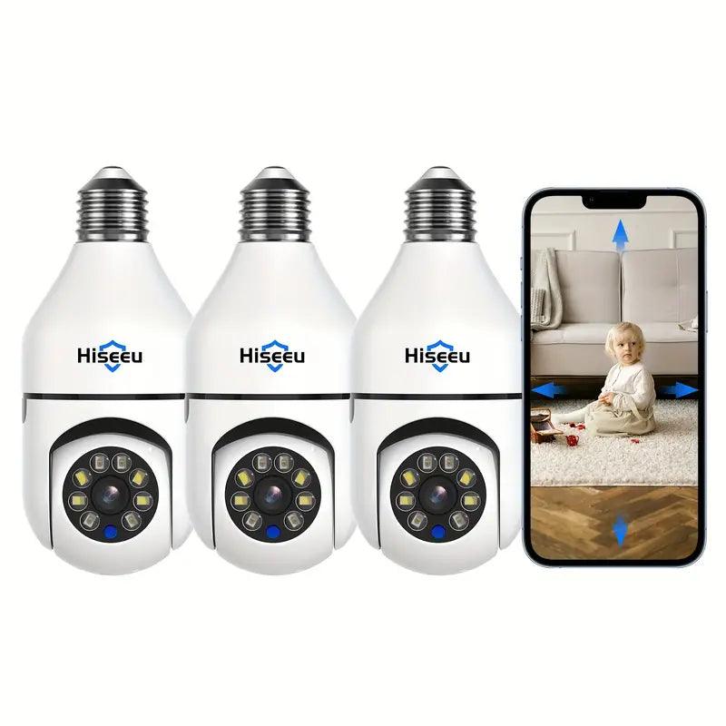 Hiseeu Light Bulb Security Camera Wireless WiFi 5G&2.4GHz,10X Zoom PTZ Light Socket Security Camera for Home, 2-Way-Audio, Auto Tracking & Alarm, 3MP Color Night Vision, SD & Cloud Storage (Dual Lens)