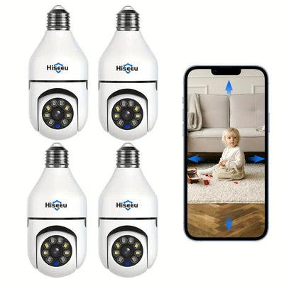 Hiseeu Light Bulb Security Camera Wireless WiFi 5G&2.4GHz,10X Zoom PTZ Light Socket Security Camera for Home, 2-Way-Audio, Auto Tracking & Alarm, 3MP Color Night Vision, SD & Cloud Storage (Dual Lens)