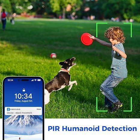 Hiseeu No WiFi Security Camera, 4G Cellular Security Cameras Wireless Outdoor, Solar Cameras 360° PTZ, 2K Color Night Vision, 2-Way Talk, PIR Motion, 64G SD & SIM Card Included - Hiseeu