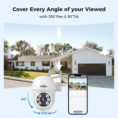 Hiseeu 5MP AHD CCTV PTZ Home Wired Security Camera 350°pan and 90°tilt 60ft IR Clear Night Vision Analog TVL Security Dome Wired Camera for Indoor Outdoor Security Replacement Camera 1PCS - Hiseeu