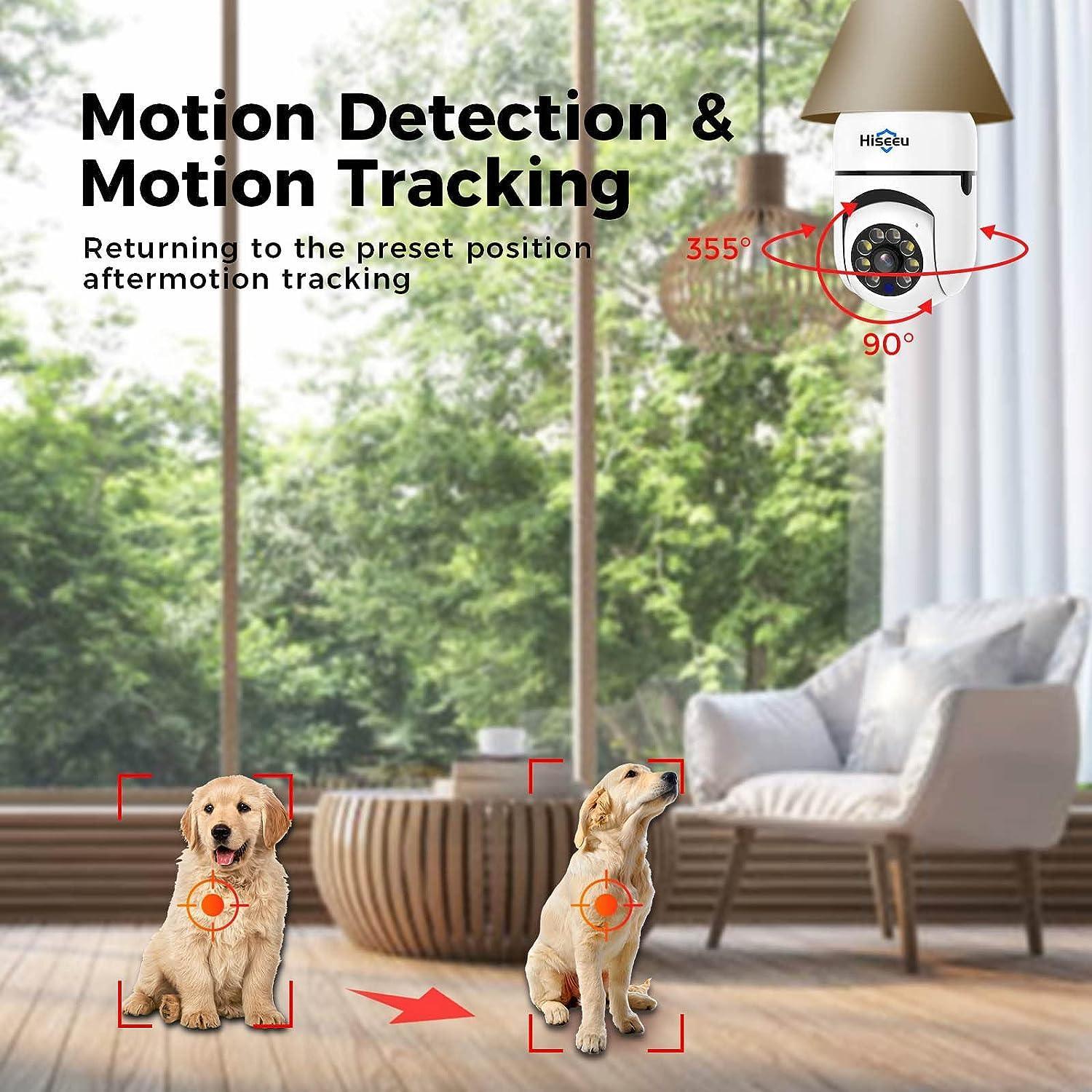 360° rotating light bulb camera with auto-tracking motion detection