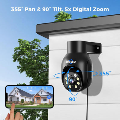 5MP PTZ 𝟯𝟲𝟬° 𝙑𝙞𝙚𝙬 WiFi Security Camera Outdoo Work with Echo Show（Black）