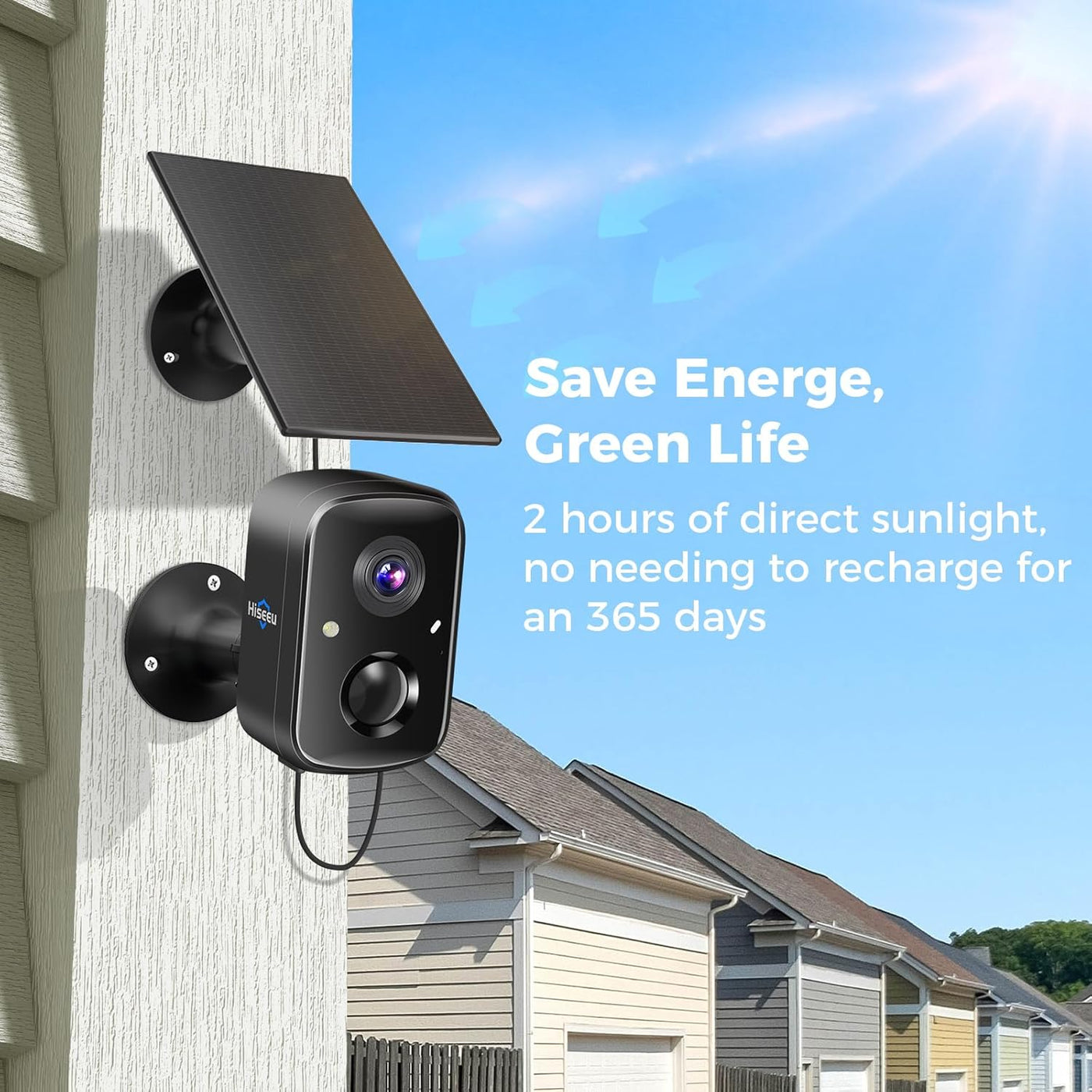 4MP Solar Battery Powered WiFi Smart Wireless Battery Camera With 2-Way Audio(Black）