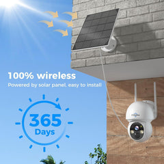 Hiseeu Solar Camera Outdoor, 4MP Wireless Battery Camera, PTZ 360° View, PIR Motion Detection, Color Night Vision, IP66, 2-Way Audio, 2.4G WiFi - Hiseeu