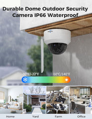 Hiseeu Security Camera 5MP PTZ Wireless Security Cameras Outdoor HD Night Vision, Auto Tracking Motion Detection WiFi Camera, Explosion-Proof Cameras No Fees for Home Safety - Hiseeu