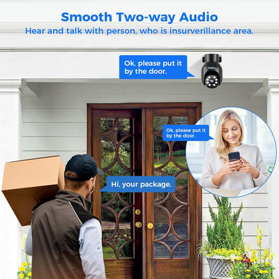 5MP PTZ 𝟯𝟲𝟬° 𝙑𝙞𝙚𝙬 WiFi Security Camera Outdoo Work with Echo Show（Black）