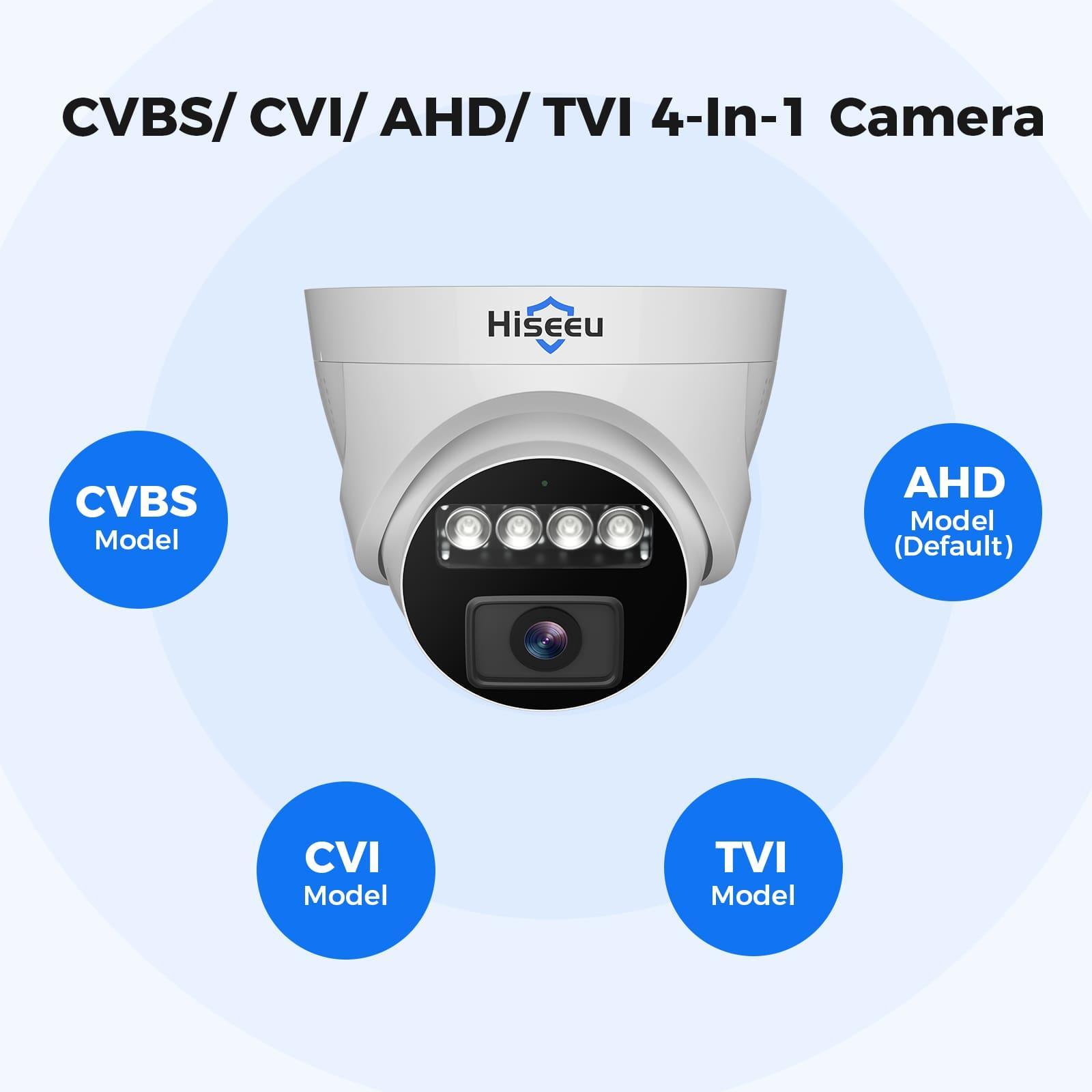 Hiseeu 5MP Analog/AHD/CVI/XVI 2560 TVL Wired Security Camera, Dome Comera for 5MP/1080P Analog Security Cameara system, Clear Night Vision up to 60ft, Remote Access Wall& Ceiling Mount