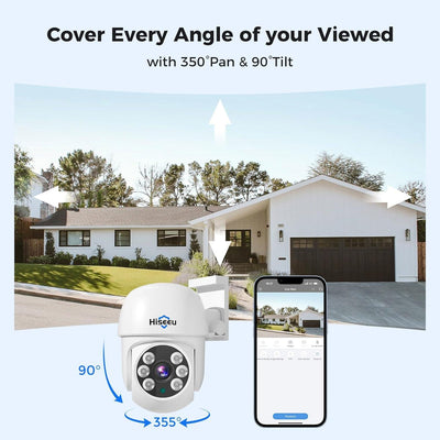 Hiseeu [350°Pan+90°Tilt Person/Vehicle Detection] PT Wired Security Camera System 8ch 5MP H.265+ DVR 4PCS Cameras 1TB HDD Home CCTV Camera System Outdoor&Indoor,Remote Access,Night Vision,24/7 Record - Hiseeu
