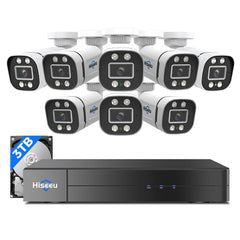 Hiseeu [3TB HDD+Person/Vehicle Detection] Hiseeu 5MP Security Camera System 8ch Wired Home Security Camera 8pcs Outdoor Security Cameras with Indoor H. 265+ DVR for Free Remote Mobile/PC 7/24 Recording - Hiseeu