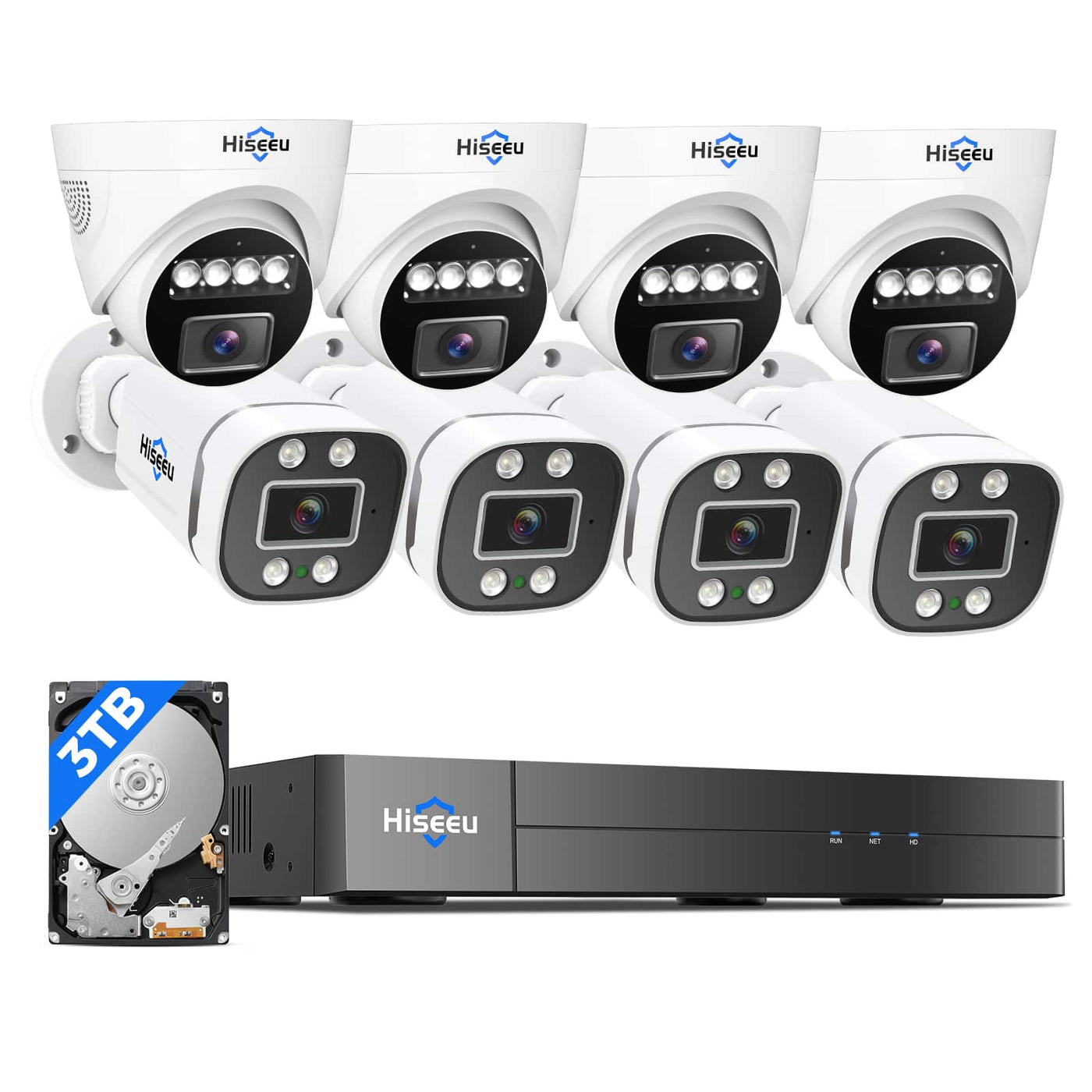 Hiseeu 5MP 16CH Wired Security Camera System H.265+ 16ch 5MP Surveillance DVR 8pcs Outdoor&Indoor Cameras Expand to 16ch with 3TB HDD Person/Vehicle Detection Night Vision 24/7 Record Remote Access