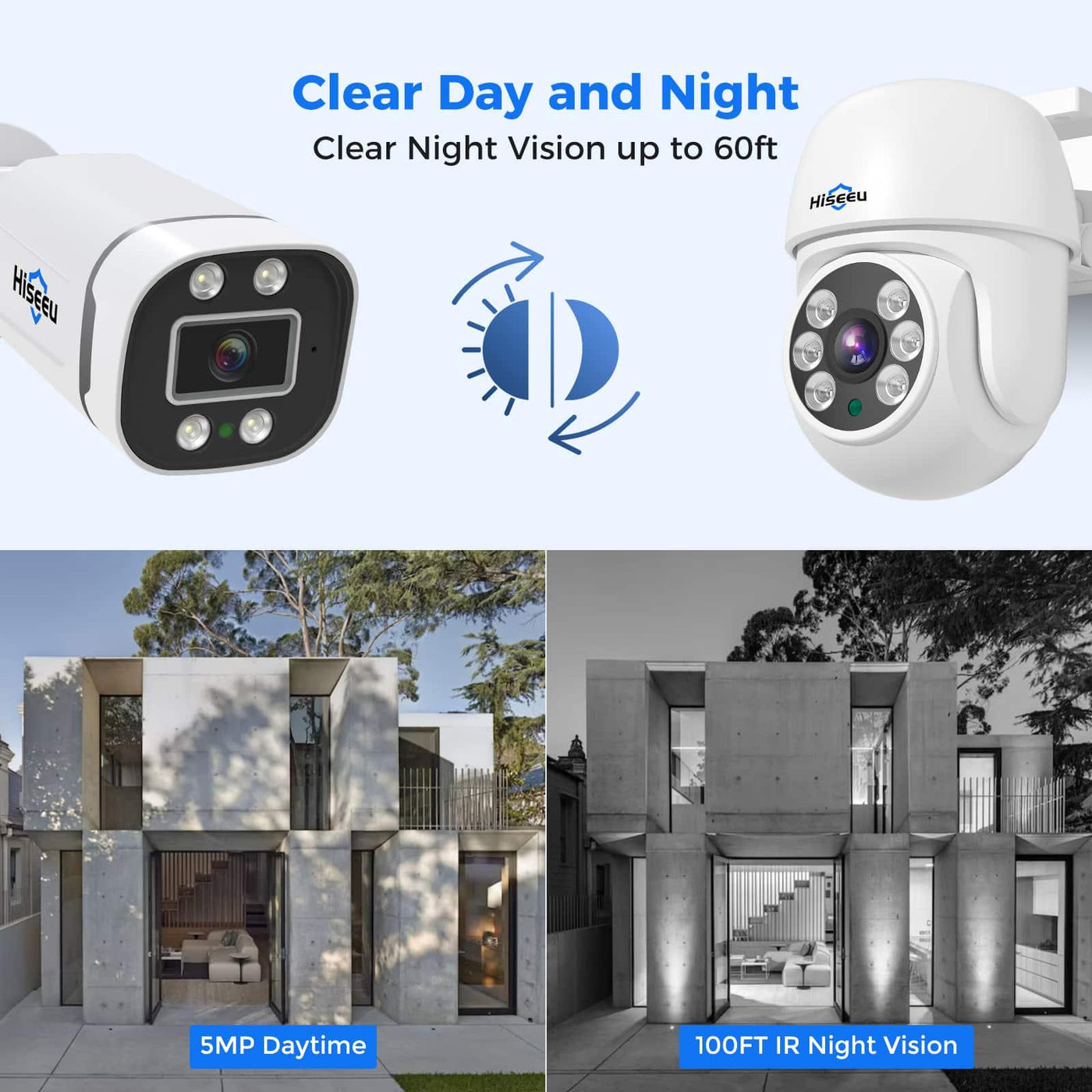 Hiseeu 3K PTZ Wired Security Camera System with AI Human/Vehicle Detection 8ch 5MP H.265+ DVR 8PCS TVI Cameras 3TB HDD Home CCTV Camera System 355°Pan+90°Tilt,Outdoor&Indoor,Night Vision,24/7 Record