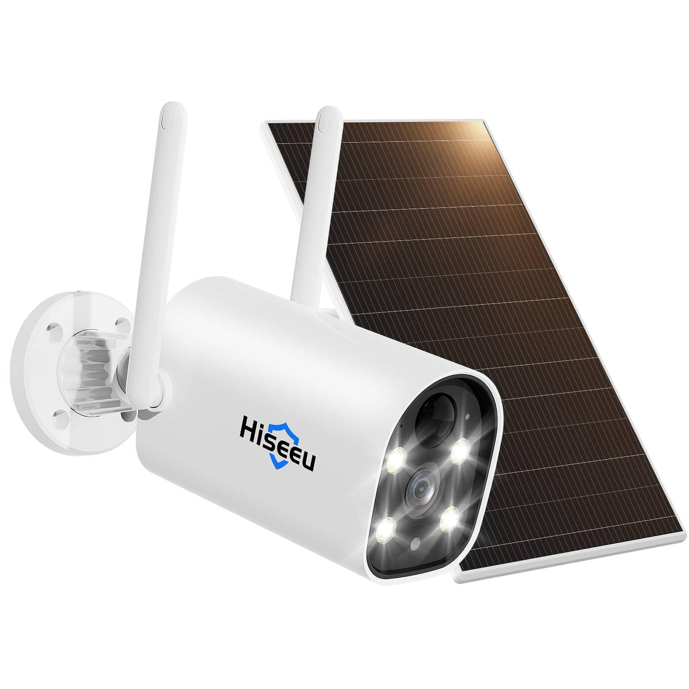 Hiseeu 4MP Rechargeable Solar, Battery Powered 2.5K Security Camera Wireless Outdoor, 2 Way Talk, Color Night Vision, Spotlight/Siren Alarm, Motion Detect, SD/Cloud Storage, Work with Alexa - Hiseeu
