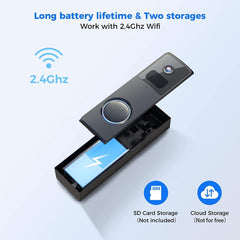 Hiseeu Wireless Doorbell Camera with Chime, Voice Changer, 2MP Video, PIR Detection, 100% Wire-Free Battery Powered, Anti-Theft Alarm, Night Vision, SD/Cloud Storage, Alexa/2.4Ghz WiFi Compatible. - Hiseeu