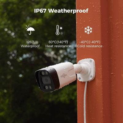 Hiseeu [2 Way Audio] 5MP PoE Camera, IP67 Waterproof Wired IP Network Security Camera Outdoor with Human Vehicle Detection,Spotlight&Sound Alarm,Night Vision, App Control Work with NVR