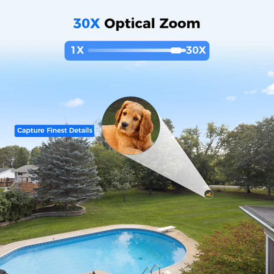 Hiseeu [360°&30X Optical Zoom] 5MP PoE PTZ Home Security Cameras, 360°Pan&90°Tilt Security Camera Outdoor&Indoor, APP Motion Alerts, SD Card Storage, Spotlight&Sound Alarm
