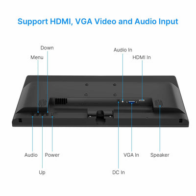 Hisseu 20'' 1440x900 LED Monitor 60Hz Ultra HD HDMI VGA USB Audio Interface Built-in Speaker 160° Wide Viewing Angle Computer Monitor Gaming Monitor Compatible Security Camera System