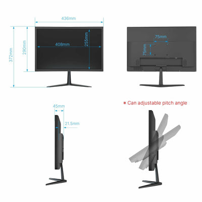 Hisseu 20'' 1440x900 LED Monitor 60Hz Ultra HD HDMI VGA USB Audio Interface Built-in Speaker 160° Wide Viewing Angle Computer Monitor Gaming Monitor Compatible Security Camera System