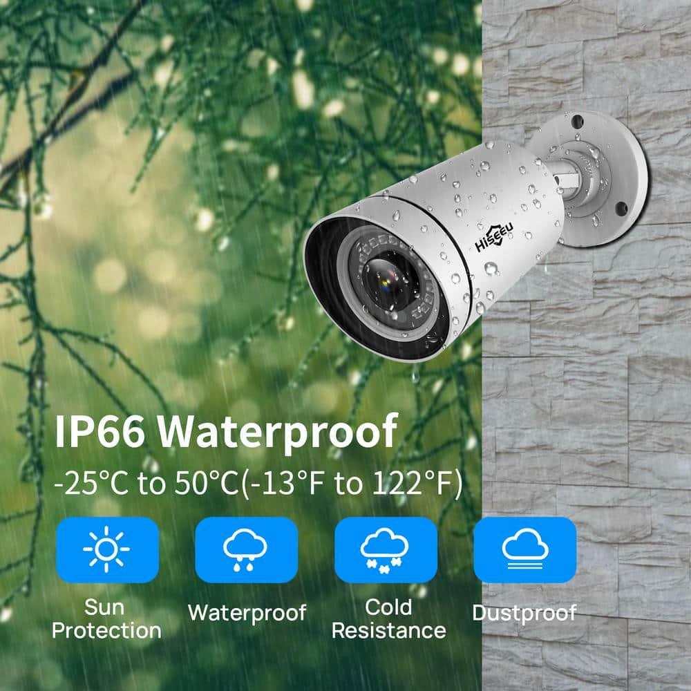 【5MP+3TB HDD】Hiseeu 5MP PoE CCTV Security Camera System,10'' LCD Monitor with 8CH NVR,4X5MP PoE IP Cameras Outdoor with Floodlights for Color Night Vision IP66 Waterproof Remote Access Two-way Audio