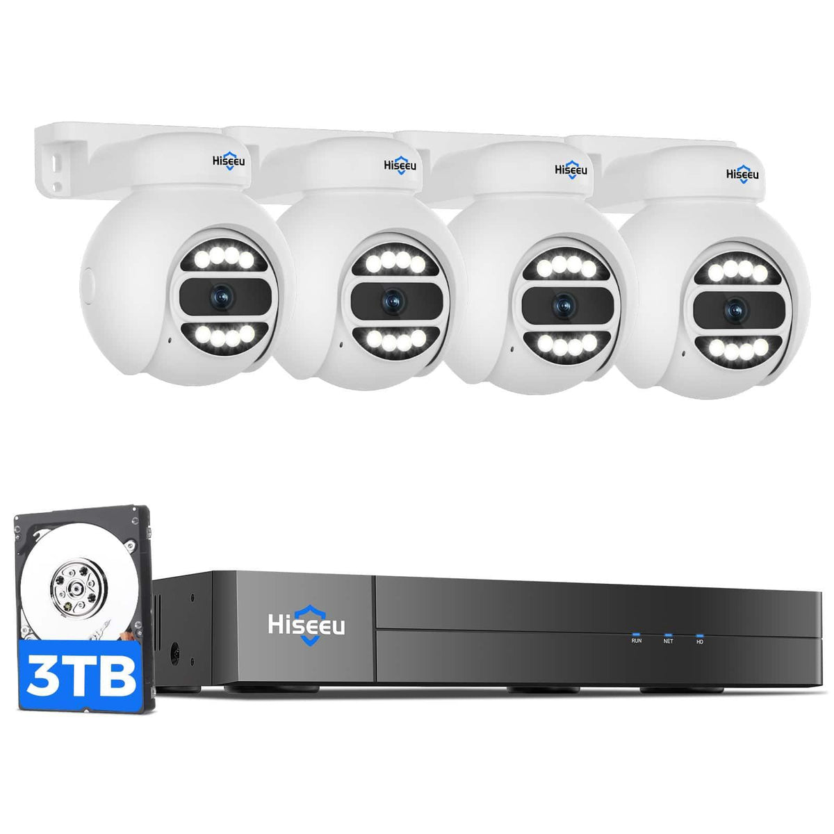 [Wired PoE, Expandable 16 Channels 4K NVR] 5MP PoE PTZ Home Camera Systems BUILD-IN 3TB HDD 7/24 Record with Human Tracking