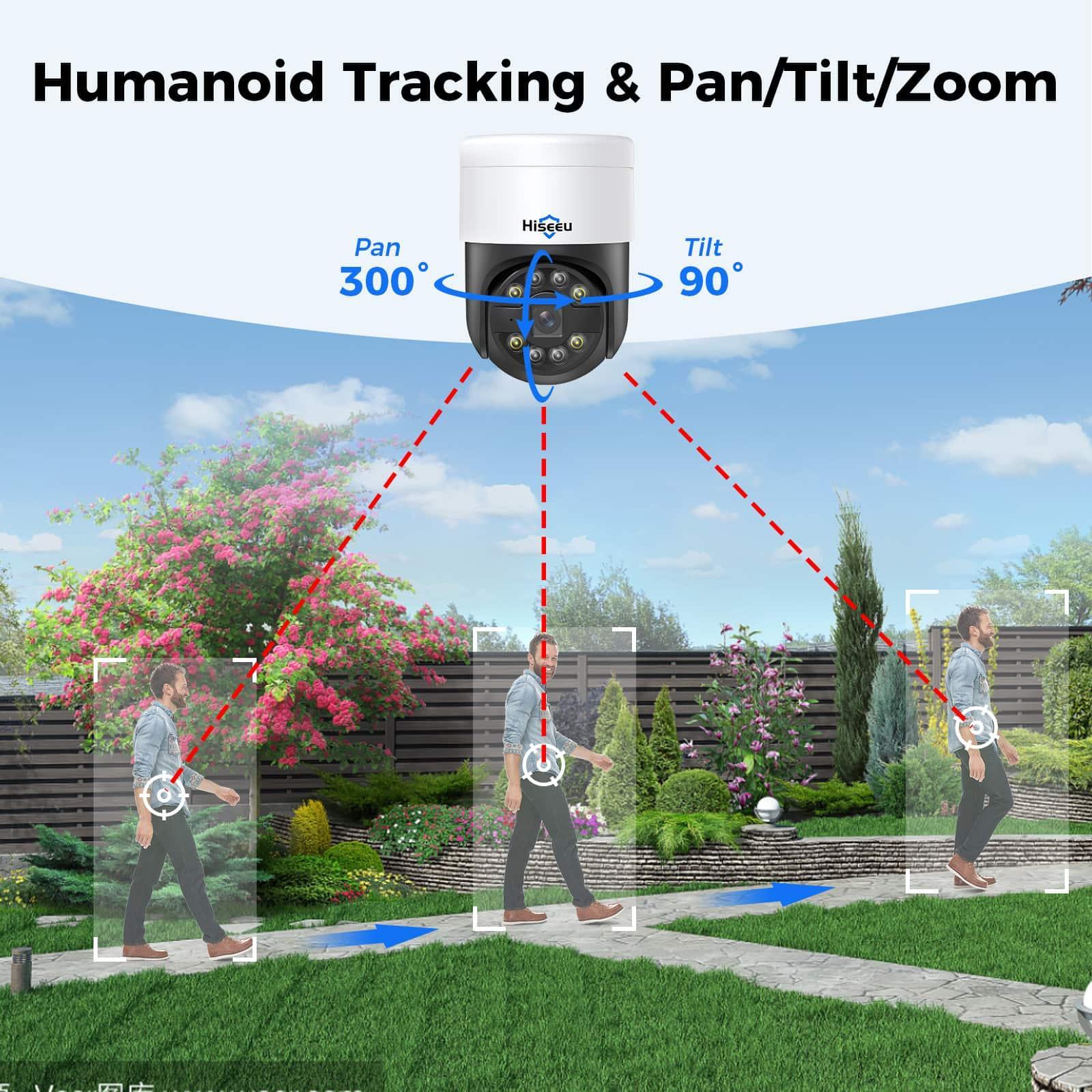 [Wired PoE, Human Tracking, Expandable 16 Channels 4K NVR] 5MP PTZ CCTV PoE Security Camera System 7/24 Record BUILD-IN 3TB HDD