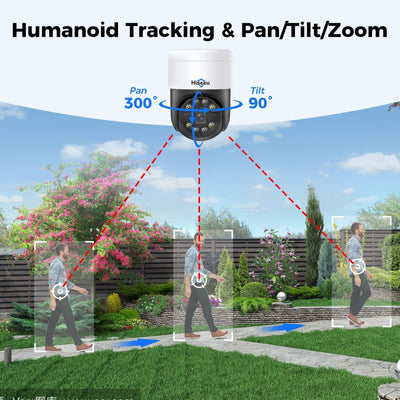 HiseU 4K POE-Überwachungskamera-System, CCTV-Kamera-Sicherheitssystem mit 5 MP Home-Sicherheitskameras, PTZ 270 ° PAN 90 ° Neigung