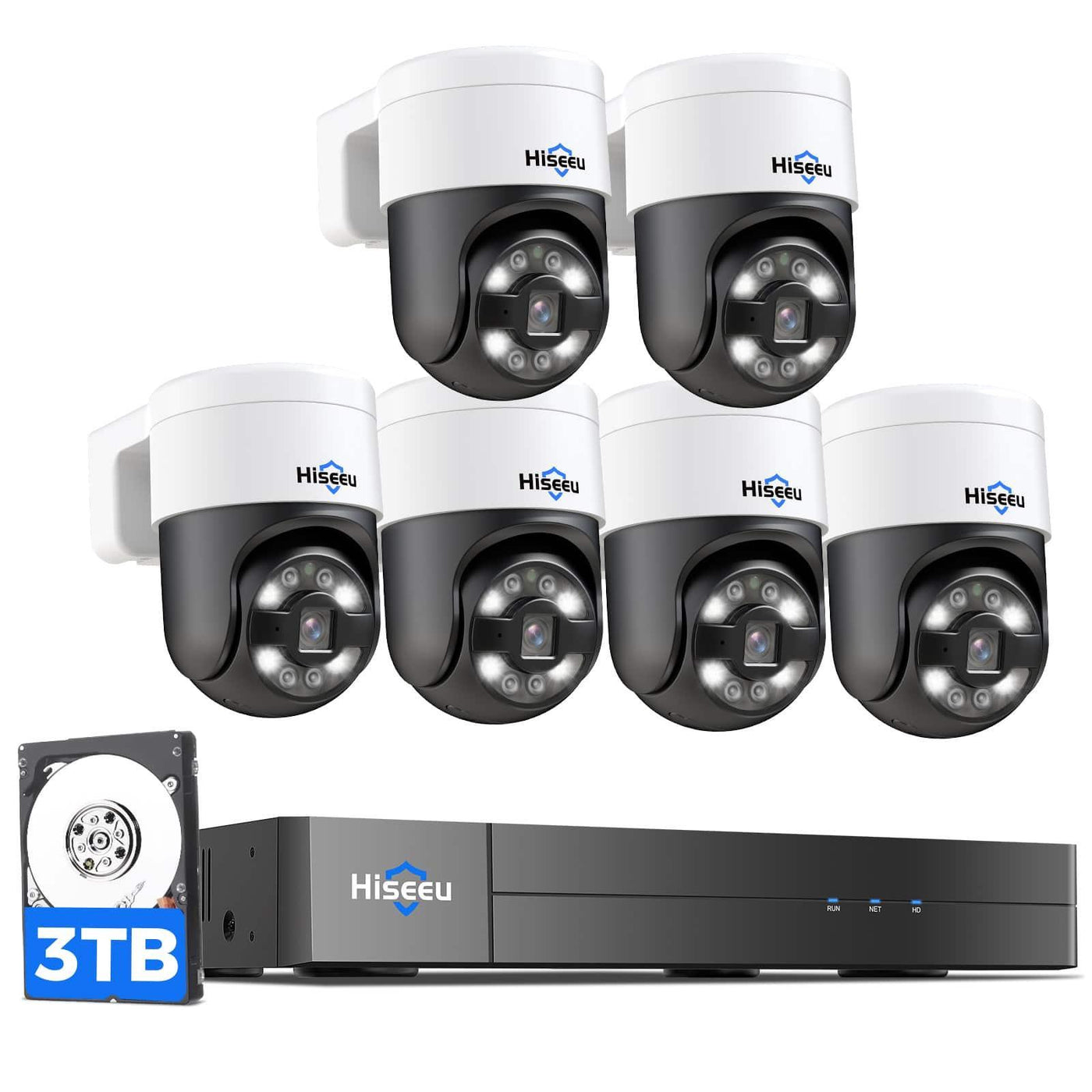 HiseU 4K POE-Überwachungskamera-System, CCTV-Kamera-Sicherheitssystem mit 5 MP Home-Sicherheitskameras, PTZ 270 ° PAN 90 ° Neigung