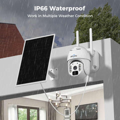 2K Wireless 3G/4G LTE PTZ Solar Security Camera No WiFi With Battery Powered SIM Card Included