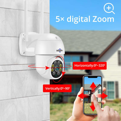 Hiseeu 3MP 5MP PTZ Security Camera Outdoor,WiFi Camera, Auto Tracking&Light Alarm Floodlight & Color Night Vision,360° View,Two-Way Audio, Motion Detection,Compatible Wireless Camera System