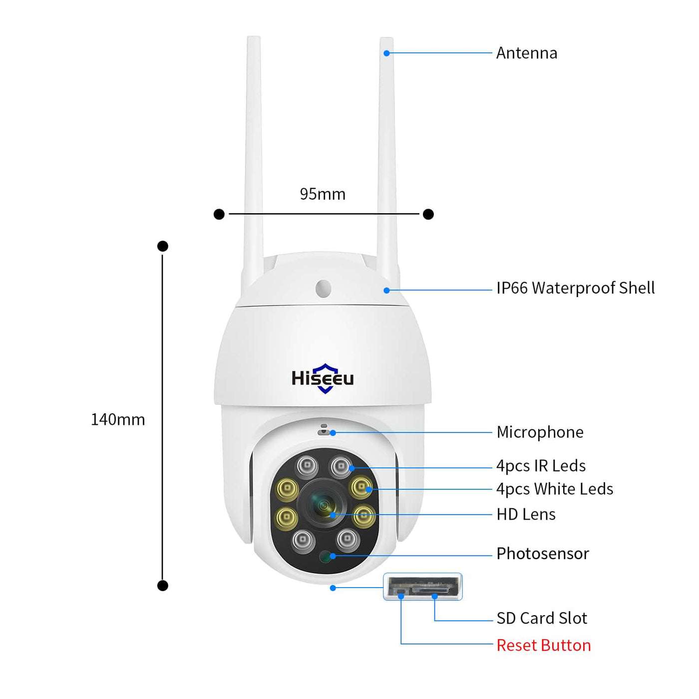 Hiseeu 3MP 5MP PTZ Security Camera Outdoor,WiFi Camera, Auto Tracking&Light Alarm Floodlight & Color Night Vision,360° View,Two-Way Audio, Motion Detection,Compatible Wireless Camera System