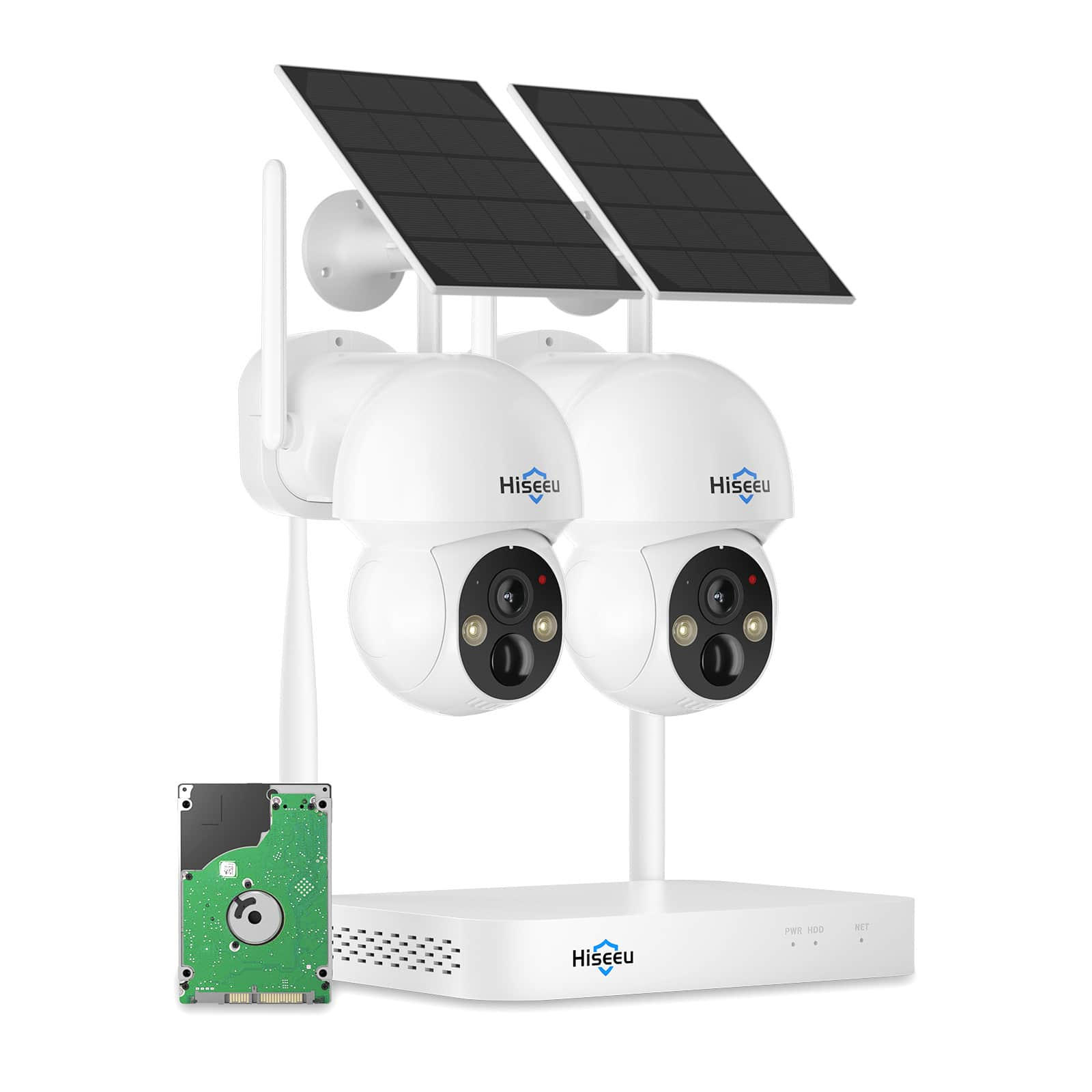 [2.4G&5G WiFi,Expandable 10CH 4K NVR] 4MP Solar Wireless Security Camera System BUILD-IN HDD