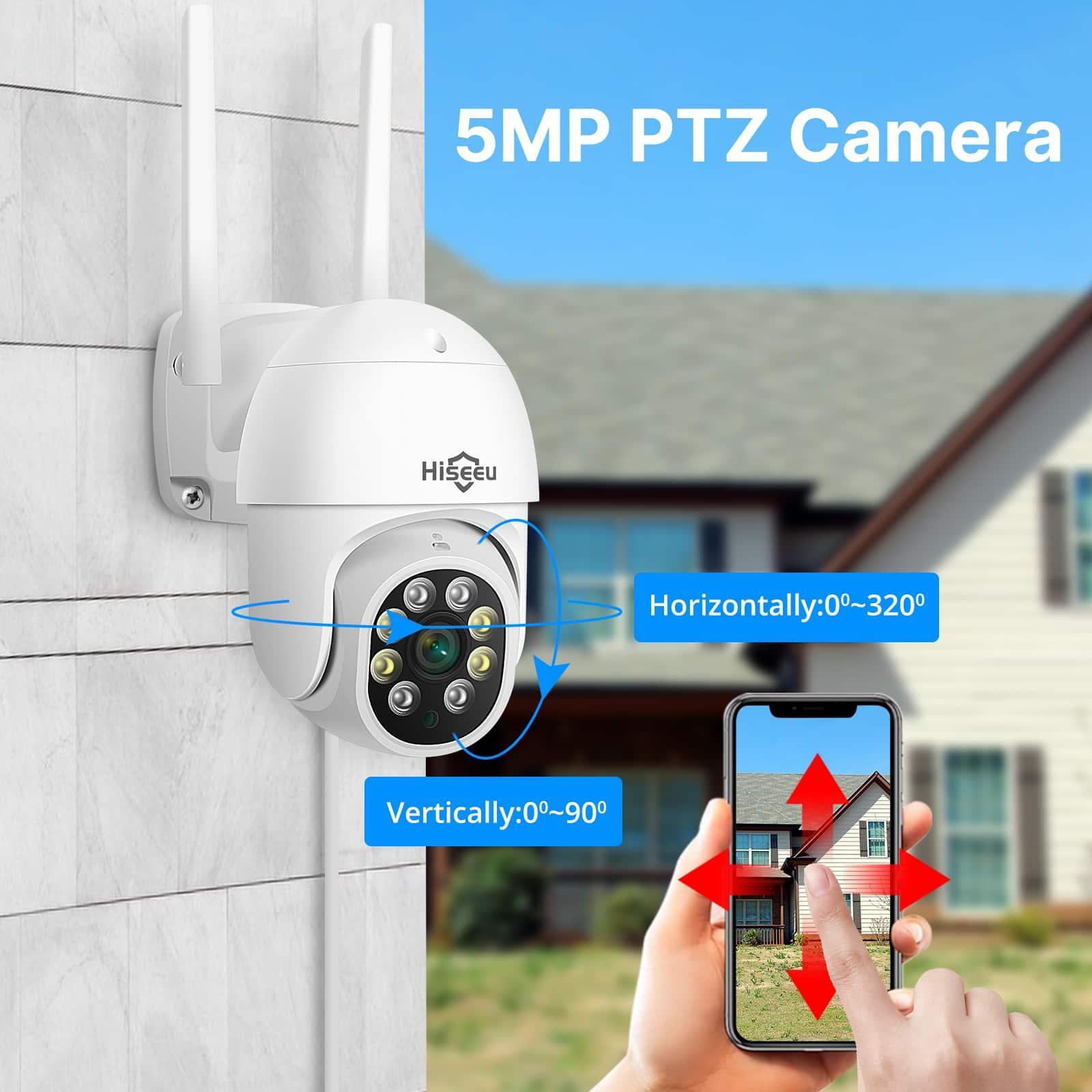 [Wireless, IP66 Waterproof,Expandable 10Channels NVR] 5MP Dome PTZ Cameras and Bullet Cameras Wireless Security Camera System WIth HDD