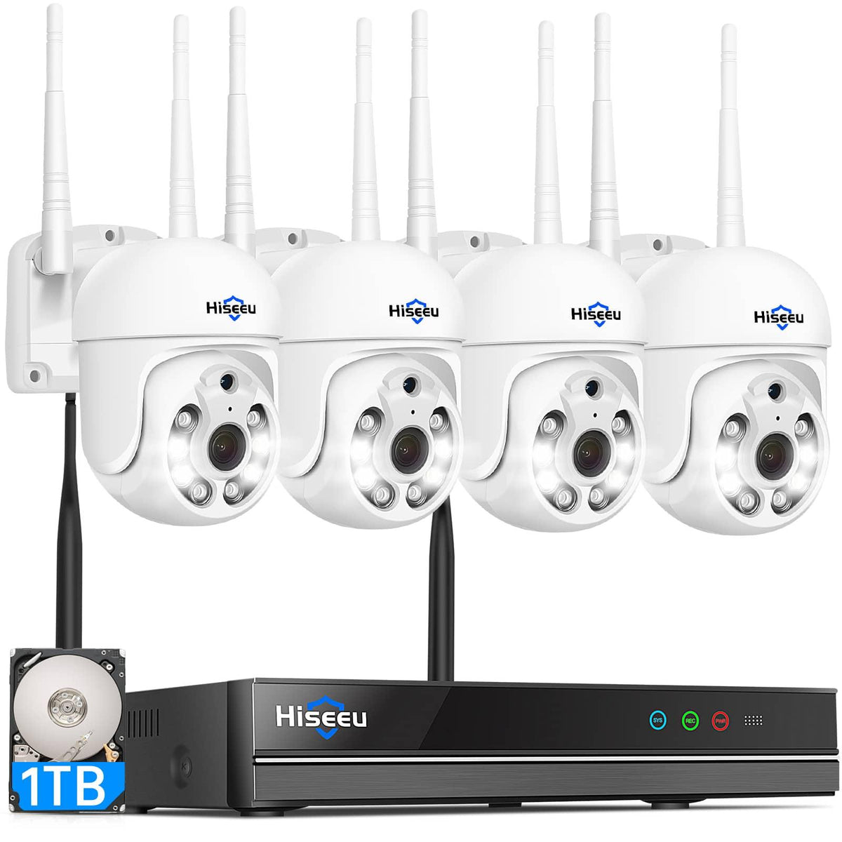 [Wireless Pro,  AI Human Detection,Expandable 16Channels 4K NVR] 5MP PTZ Wireless Security Camera System BUILD-IN 1T HDD With Two Way Audio