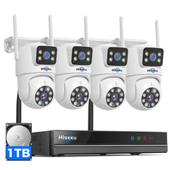 [Wireless Pro,5G&2.4G WiFi,Expandable 16Channels 4K NVR] 2K Dual Lens Wireless Security Camera System BUILD-IN 1T HDD