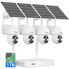 [2.4G&5G WiFi,Expandable 10CH 4K NVR] 4MP Solar Wireless Security Camera System BUILD-IN HDD