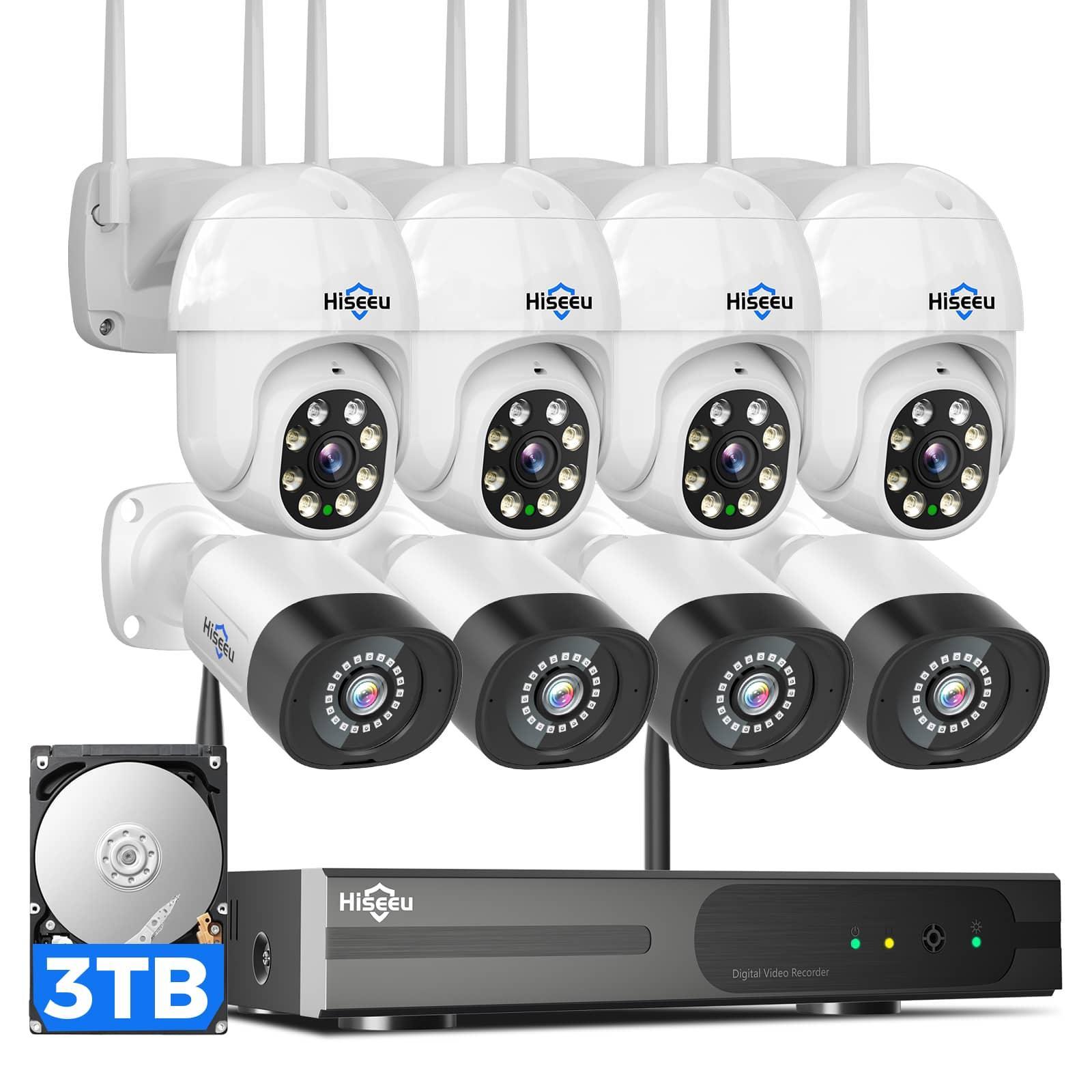 [Wireless, IP66 Waterproof,Expandable 10Channels NVR] 5MP Dome PTZ Cameras and Bullet Cameras Wireless Security Camera System WIth HDD