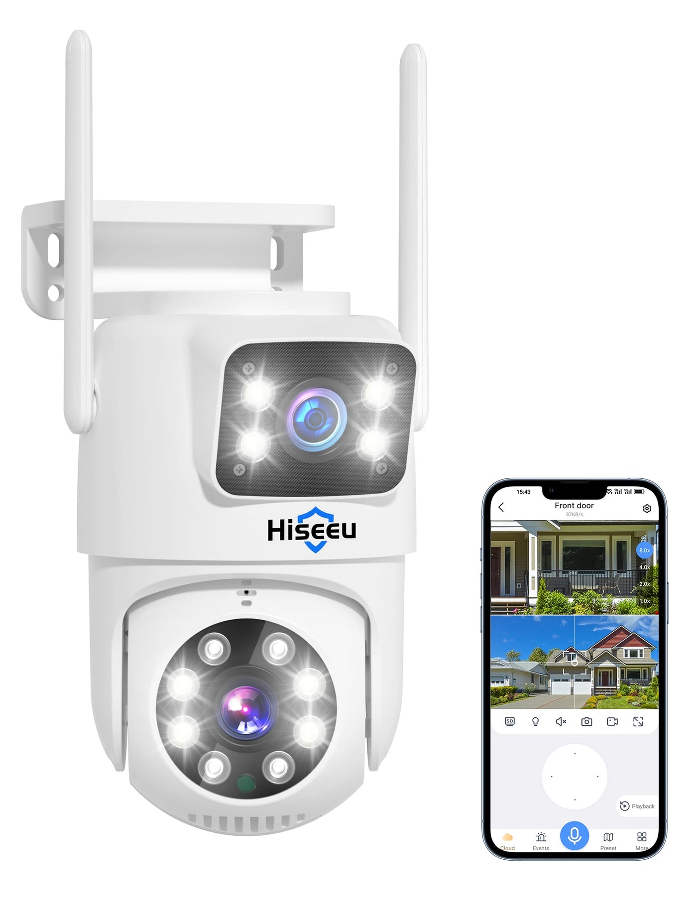 Hiseeu Wireless Security Camera 4MP Dual Lens 5G/2.4G WiFi-Pro Power Cord,IP65 Waterproof Motion Tracking,Color Night Version, No-Monthly Fees Works with Wireless Camera System - Hiseeu