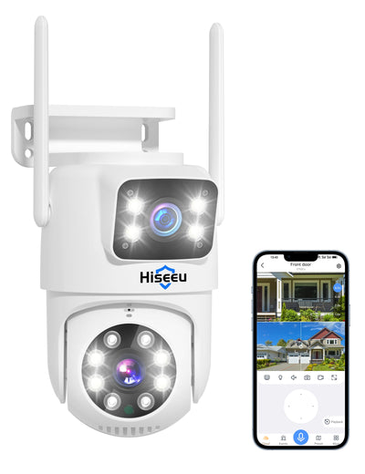 Hiseeu Wireless Security Camera 4MP Dual Lens 5G/2.4G WiFi-Pro Power Cord,IP65 Waterproof Motion Tracking,Color Night Version, No-Monthly Fees Works with Wireless Camera System - Hiseeu