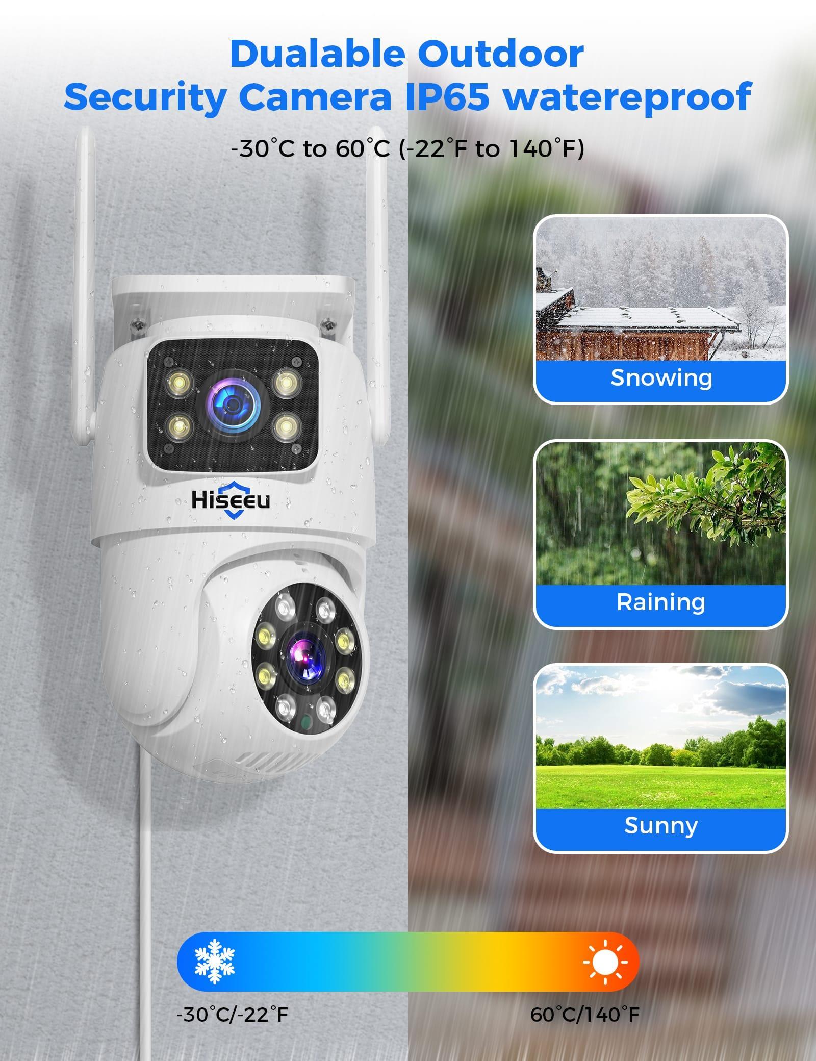 Hiseeu Wireless Security Camera 4MP Dual Lens 5G/2.4G WiFi-Pro Power Cord,IP65 Waterproof Motion Tracking,Color Night Version, No-Monthly Fees Works with Wireless Camera System - Hiseeu