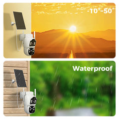 4MP Dual Lens Solar PTZ 360° View Wireless Battery Camera WIth No Monthly Fee Color Night Vision