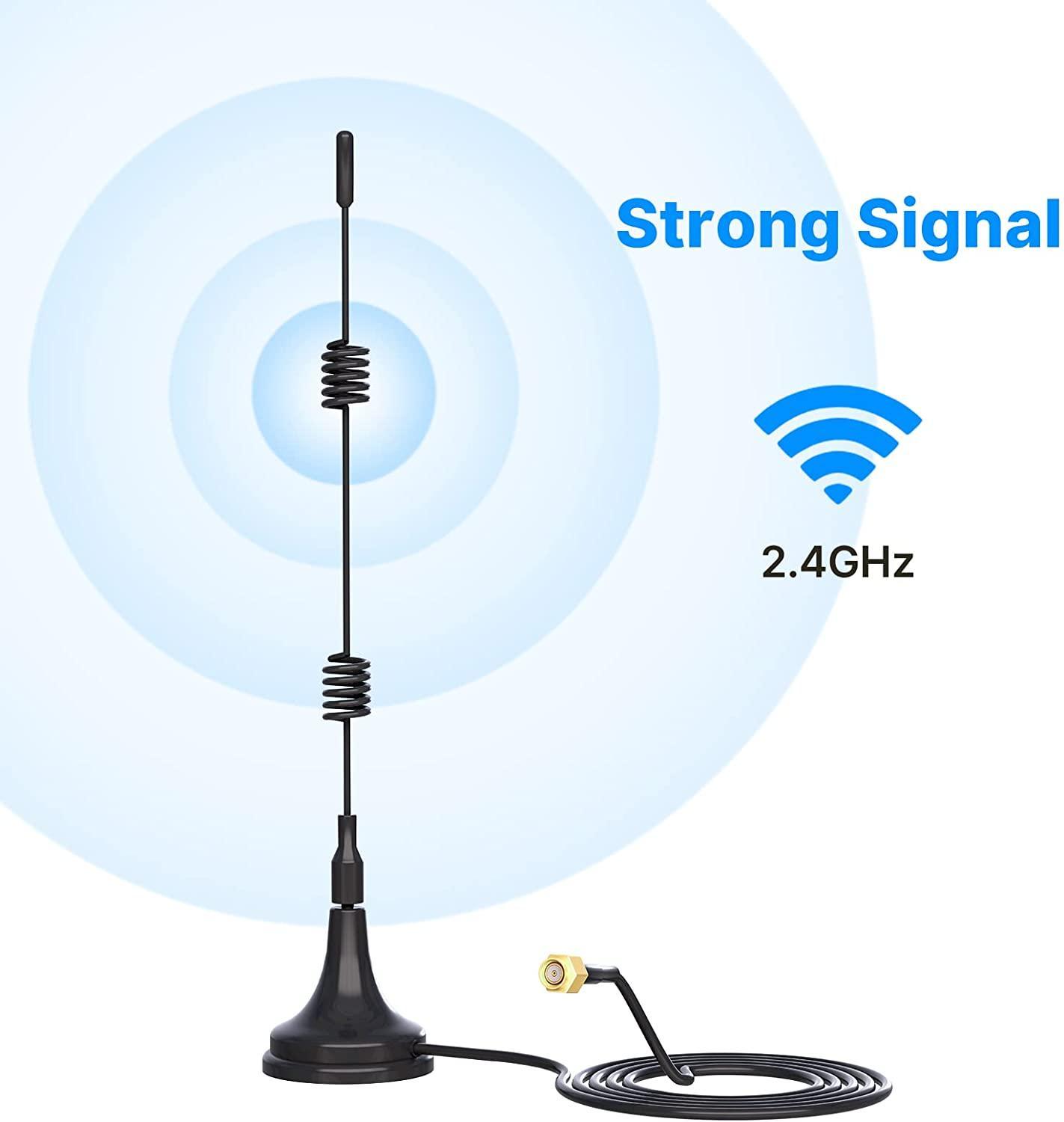 Hiseeu 2.4GHz 7dBi 5XRange WiFi Booster Antenna +10ft Magnetic Base - Hiseeu