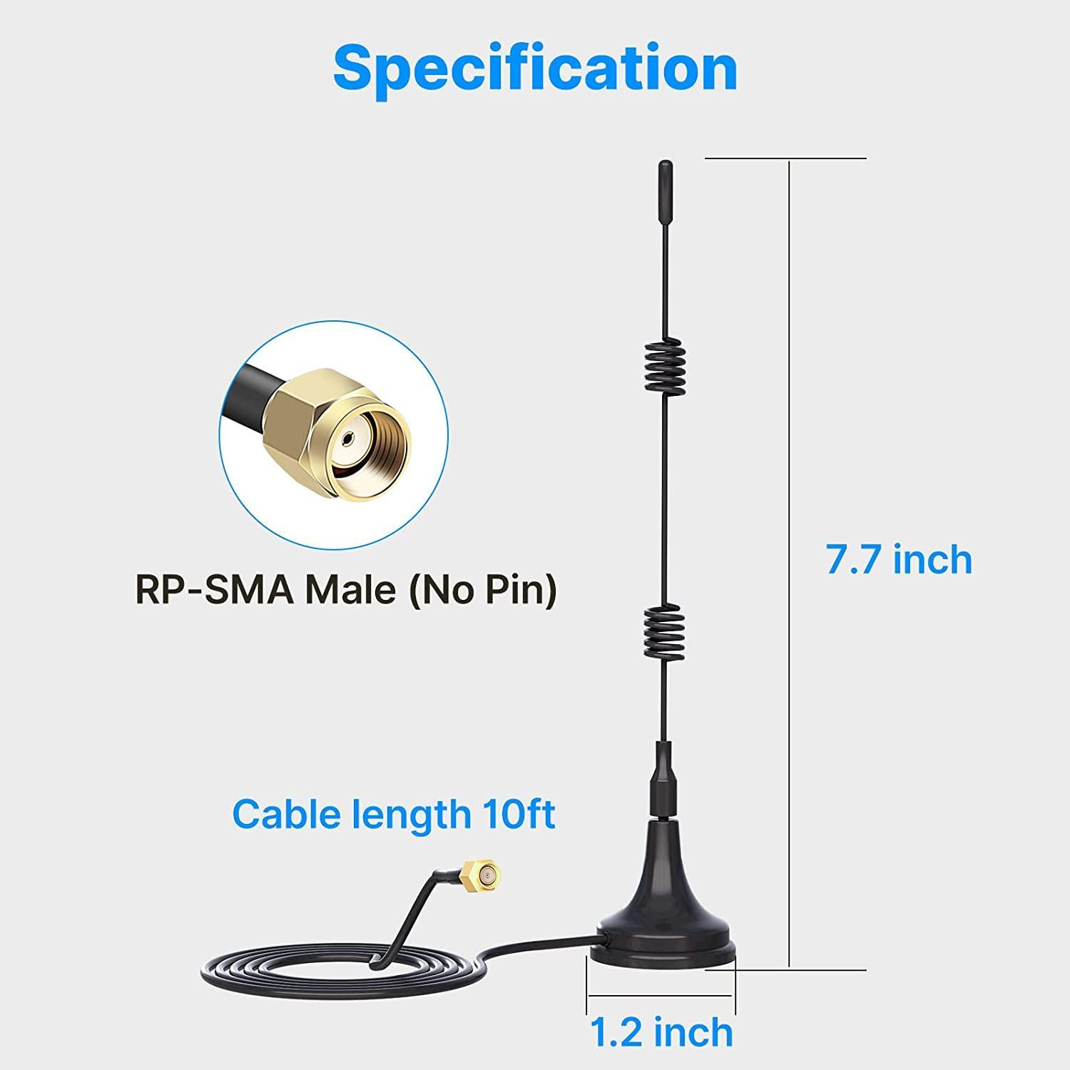 Hiseeu 2.4GHz 7dBi 5XRange WiFi Booster Antenna +10ft Magnetic Base - Hiseeu