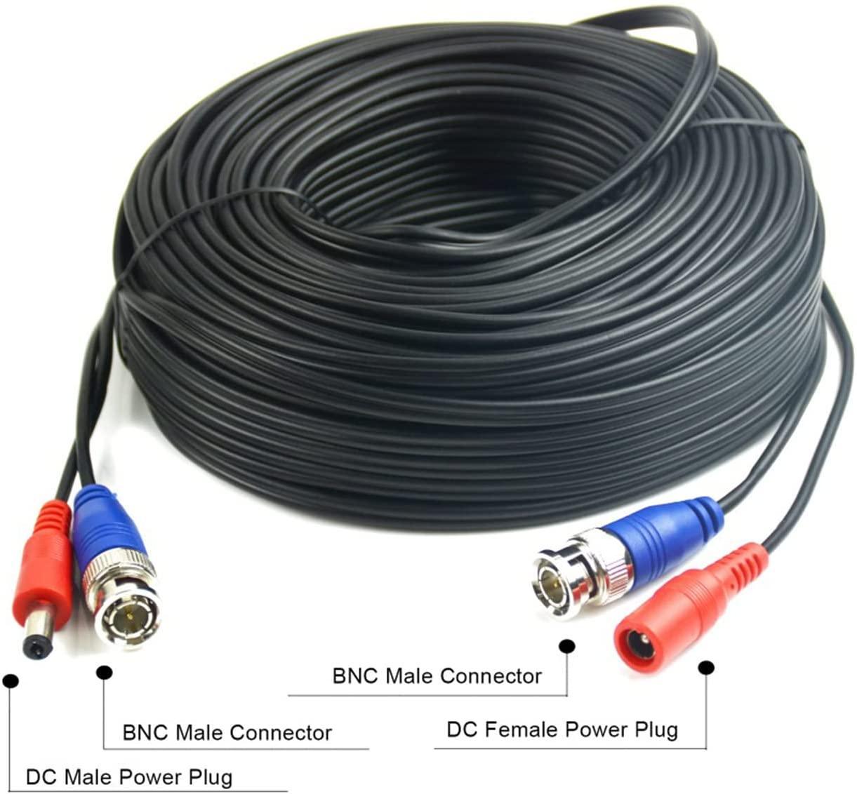 Hiseeu 96Ft BNC Cable BNC Vedio Power Cable Pre-Made Al-in-One Camera Video BNC Cable Wire Cord for Surveillance CCTV Security System with Connectors(BNC Female and BNC to RCA) - Hiseeu