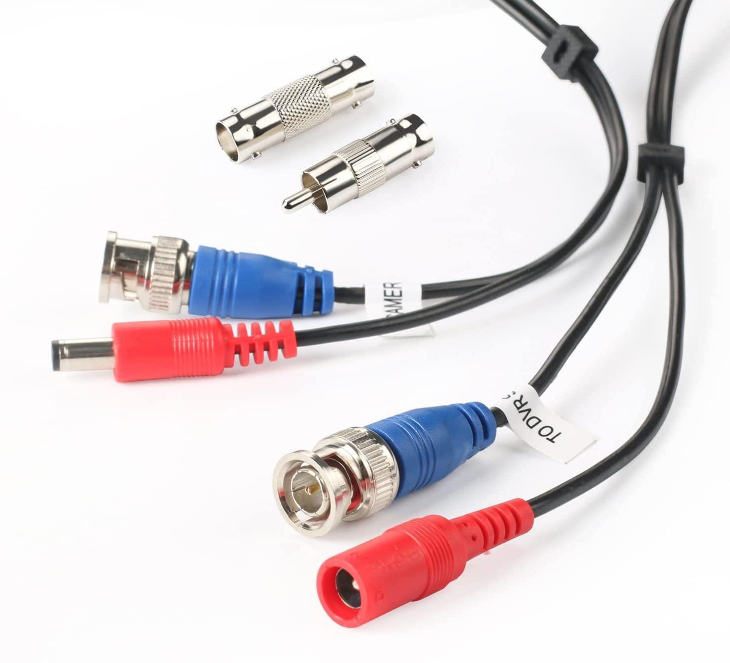 Hiseeu 96Ft BNC Cable BNC Vedio Power Cable Pre-Made Al-in-One Camera Video BNC Cable Wire Cord for Surveillance CCTV Security System with Connectors(BNC Female and BNC to RCA) - Hiseeu