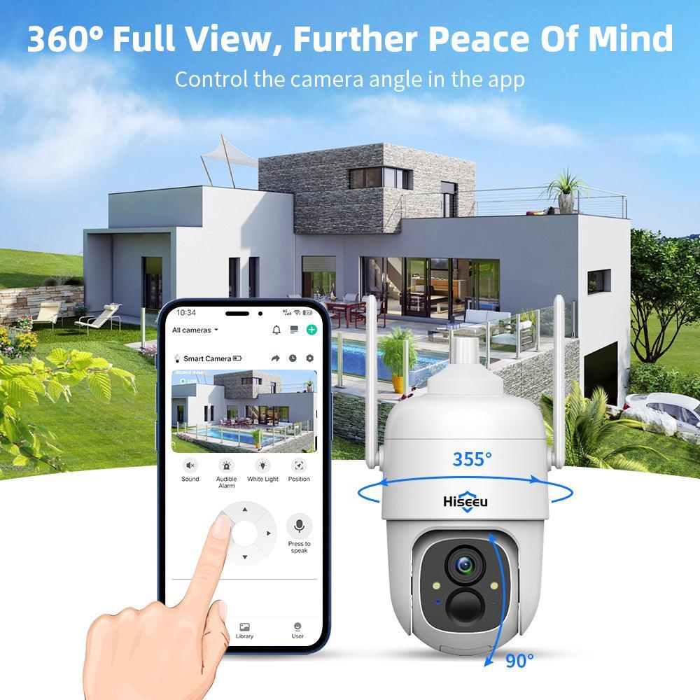 Hiseeu CQ1 Vicohome APP 2MP Cloud AI Analysis WiFi Video Security Surveillance Camera Rechargeable Battery with Solar Panel Outdoor Pan & Tilt Wireless - Hiseeu